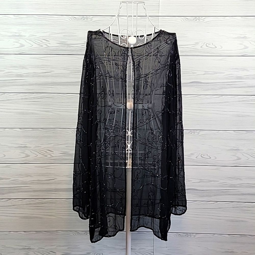 JMD Signature beaded open front sheer formal wear Women's Size 1X